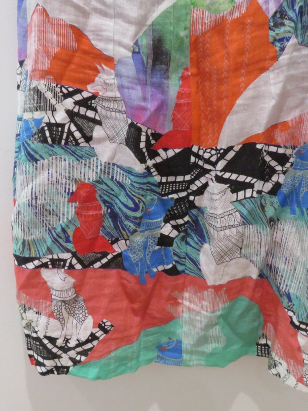 SAVE THE QUEEN 100% Linen Abstract Artsy Dress XL Quirky Lagenlook Avant Garde - Picture 11 of 16
